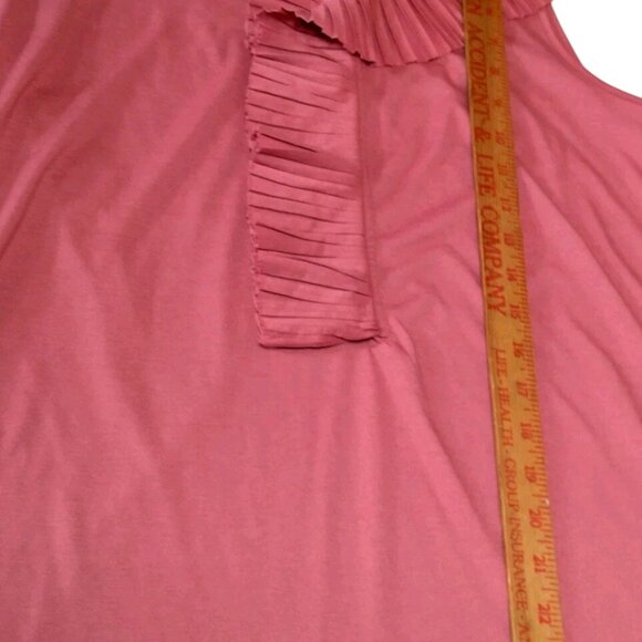 Talbots Tank Top Size Large Pink Rose Pleated Trim V Neck Pastel Beachy Feminine - Picture 4 of 13